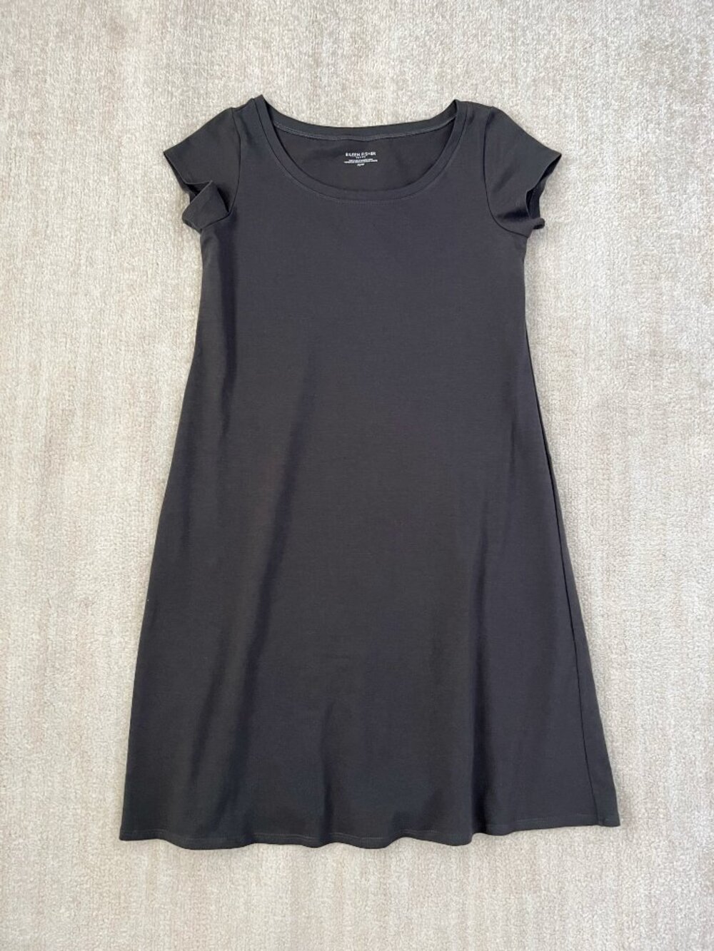 Eileen Fisher Cotton Short Sleeve Gray Tee Shirt Dress S Petite